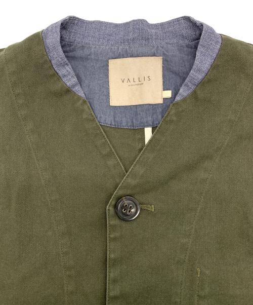 VALLIS by FACTOTUM（ヴァリス バイ ファクトタム）VALLIS by FACTOTUM (ヴァリス バイ ファクトタム) ノーカラーコート グリーン サイズ:46の古着・服飾アイテム
