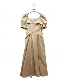 HER LIP TO（ハーリップトゥ）の古着「パフスリーブワンピース」｜ブラウン