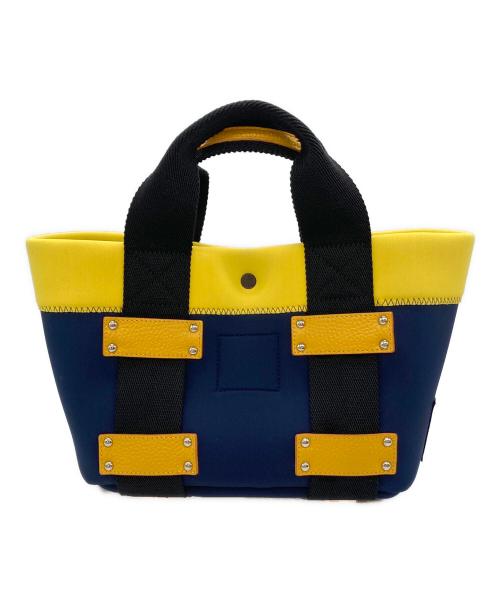 A.D.M.J.（エーディーエムジェイ）A.D.M.J. (エーディーエムジェイ) ハンドバッグ イエロー×ネイビーの古着・服飾アイテム