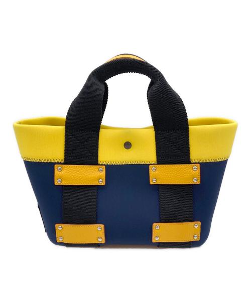 A.D.M.J.（エーディーエムジェイ）A.D.M.J. (エーディーエムジェイ) ハンドバッグ イエロー×ネイビーの古着・服飾アイテム