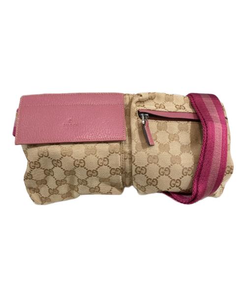 GUCCI（グッチ）GUCCI (グッチ) ウエストポーチ ベージュ×ピンクの古着・服飾アイテム