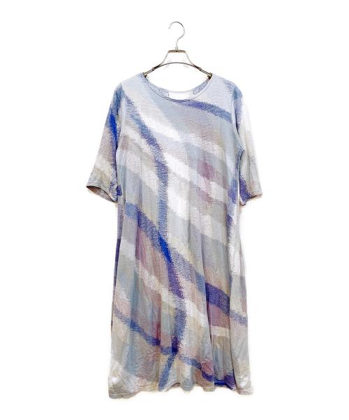 JURGEN LEHL（ヨーガンレール）JURGEN LEHL (ヨーガンレール) リネンコットンワンピース ブルー×パープル サイズ:Mの古着・服飾アイテム