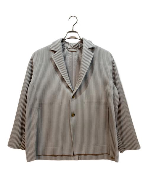 HOMME PLISSE ISSEY MIYAKE（オム プリッセ イッセイ ミヤケ）HOMME PLISSE ISSEY MIYAKE (オムプリッセ イッセイ ミヤケ) プリーツジャケット ポロシャツ グレー サイズ:1の古着・服飾アイテム