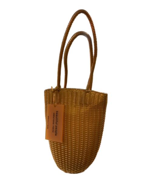 beautiful people（ビューティフルピープル）beautiful people (ビューティフルピープル) トランスルーセントチューブニッティングバッグ ブラウンの古着・服飾アイテム