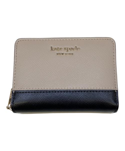 Kate Spade（ケイトスペード）Kate Spade (ケイトスペード) カードケース　スペンサー ベージュ×ブラックの古着・服飾アイテム
