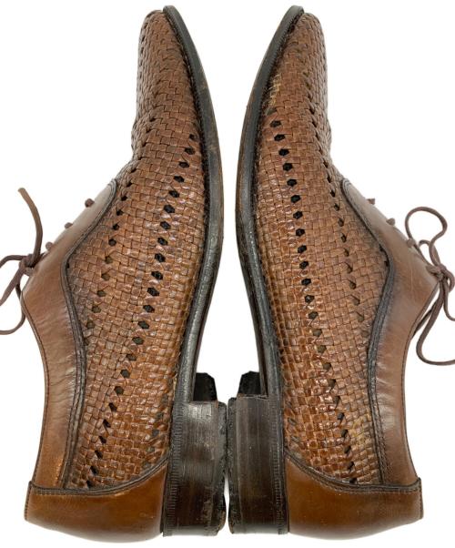 UNION（ユニオン）UNION (ユニオン) imperial (インペリアル) 編み込みレザーシューズ ブラウン サイズ:24の古着・服飾アイテム