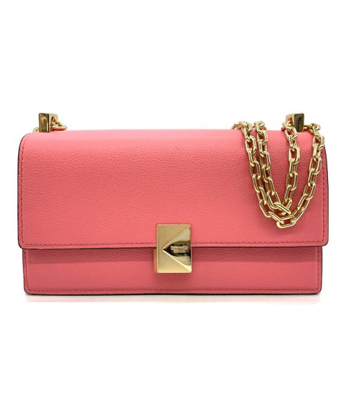 Kate Spade（ケイトスペード）Kate Spade (ケイトスペード) Deco mini flap chain crossbody ピンクの古着・服飾アイテム