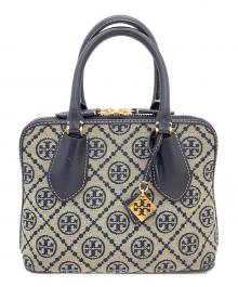 TORY BURCH（トリーバーチ）の古着「Tモノグラムスウィングミニバッグ」｜グレー×ネイビー