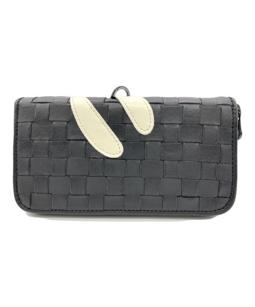 CUNE（キューン）CUNE (キューン) robita (ロビタ) レザーメッシュロングウォレット ブラックの古着・服飾アイテム