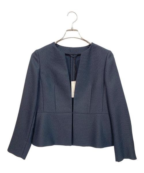 ANAYI（アナイ）ANAYI (アナイ) バスケットツイードペプラム ジャケット ネイビー サイズ:38 未使用品の古着・服飾アイテム