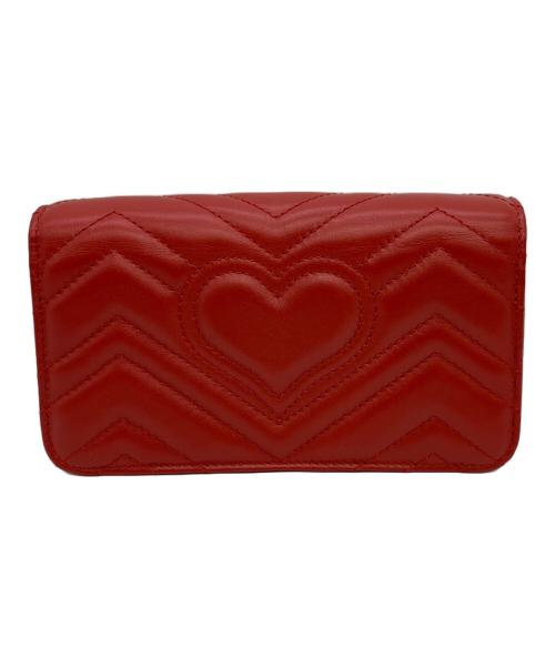 GUCCI（グッチ）GUCCI (グッチ) チェーンショルダーバッグ レッドの古着・服飾アイテム