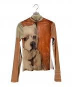 YOHEI OHNOヨウヘイオオノ）の古着「Our Basic＂Graphic Mesh Top / メッシュトップ」｜ブラウン×グレー