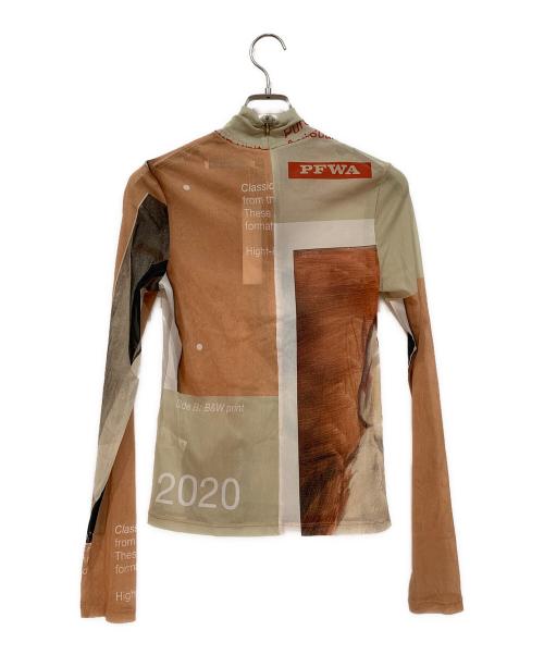 YOHEI OHNO（ヨウヘイオオノ）YOHEI OHNO (ヨウヘイオオノ) Our Basic＂Graphic Mesh Top / メッシュトップ ブラウン×グレー サイズ:36 未使用品の古着・服飾アイテム