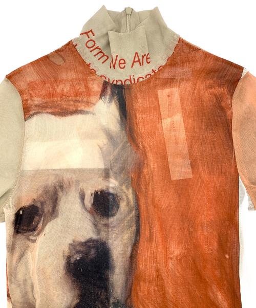 YOHEI OHNO（ヨウヘイオオノ）YOHEI OHNO (ヨウヘイオオノ) Our Basic＂Graphic Mesh Top / メッシュトップ ブラウン×グレー サイズ:36 未使用品の古着・服飾アイテム