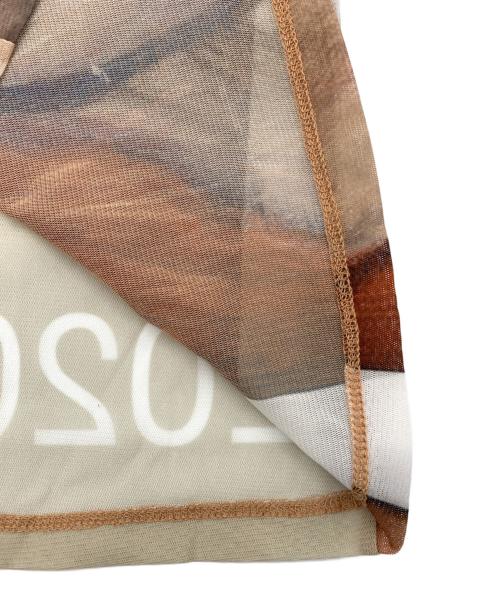 YOHEI OHNO（ヨウヘイオオノ）YOHEI OHNO (ヨウヘイオオノ) Our Basic＂Graphic Mesh Top / メッシュトップ ブラウン×グレー サイズ:36 未使用品の古着・服飾アイテム