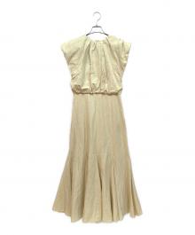 anuans（アニュアンス）の古着「リネンブレンドバルーンショルダーワンピース」｜ライトイエロー