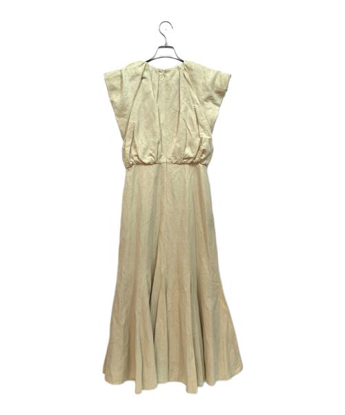 anuans（アニュアンス）anuans (アニュアンス) リネンブレンドバルーンショルダーワンピース ライトイエロー サイズ:Sの古着・服飾アイテム