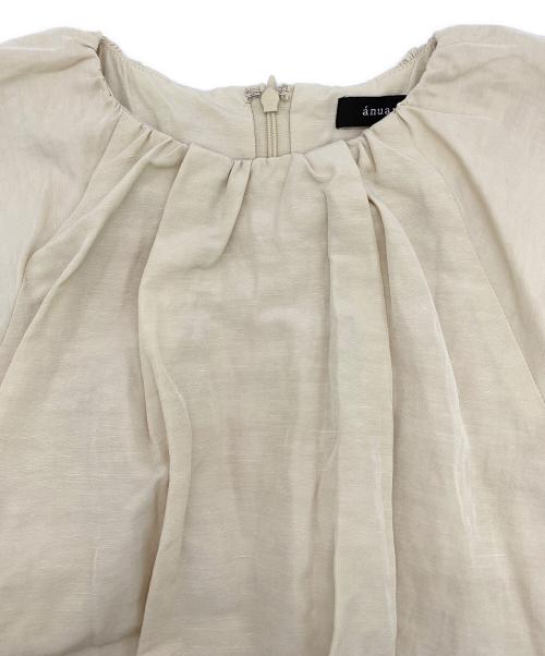 anuans（アニュアンス）anuans (アニュアンス) リネンブレンドバルーンショルダーワンピース ライトイエロー サイズ:Sの古着・服飾アイテム