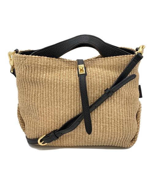 VIOLAd'ORO（ヴィオラドーロ）VIOLAd'ORO (ヴィオラドーロ) ラフィアシートカゴハンドバッグ ブラウンの古着・服飾アイテム