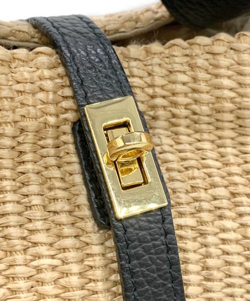 VIOLAd'ORO（ヴィオラドーロ）VIOLAd'ORO (ヴィオラドーロ) ラフィアシートカゴハンドバッグ ブラウンの古着・服飾アイテム