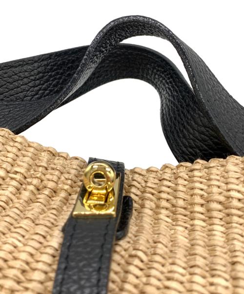 VIOLAd'ORO（ヴィオラドーロ）VIOLAd'ORO (ヴィオラドーロ) ラフィアシートカゴハンドバッグ ブラウンの古着・服飾アイテム