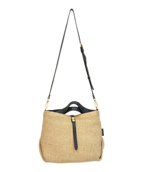 VIOLAd'ORO（ヴィオラドーロ）VIOLAd'ORO (ヴィオラドーロ) ラフィアシートカゴハンドバッグ ブラウンの古着・服飾アイテム