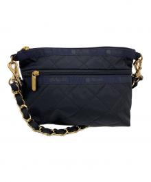 LeSportsac（レスポートサック）の古着「チェーンキルト2wayショルダーバッグ」｜ネイビー