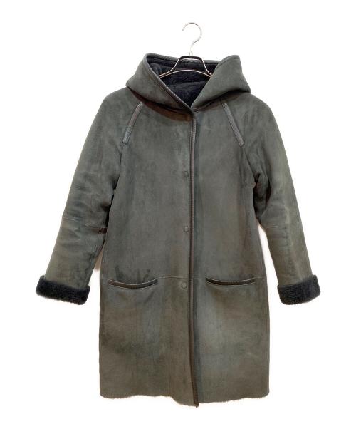 23区（ニジュウサンク）23区 (ニジュウサンク) ラムレザームートンコート グレー サイズ:40の古着・服飾アイテム