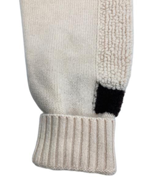 STUDIO NICHOLSON（スタジオ ニコルソン）STUDIO NICHOLSON (スタジオ ニコルソン) 厚手ニット アイボリー×パープル サイズ:M 未使用品の古着・服飾アイテム