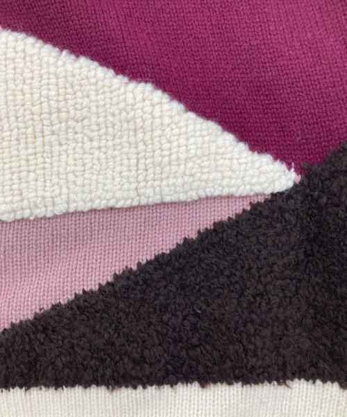 STUDIO NICHOLSON（スタジオ ニコルソン）STUDIO NICHOLSON (スタジオ ニコルソン) 厚手ニット アイボリー×パープル サイズ:M 未使用品の古着・服飾アイテム