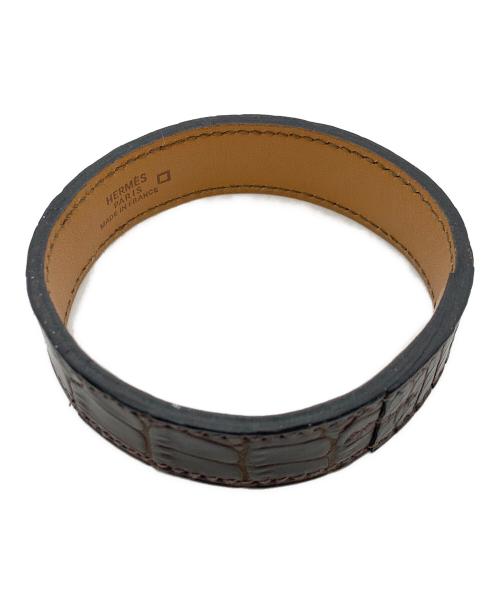 HERMES（エルメス）HERMES (エルメス) レザーブレスレット ダークブラウンの古着・服飾アイテム