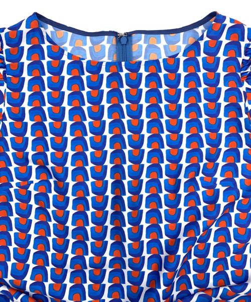 allureville（アルアバイル）allureville (アルアバイル) オプティカルプリントオフショルダーワンピース レッド×ブルー サイズ:2の古着・服飾アイテム