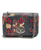 COACHコーチ）の古着「チェーンショルダーバッグ」｜ブラック×レッド