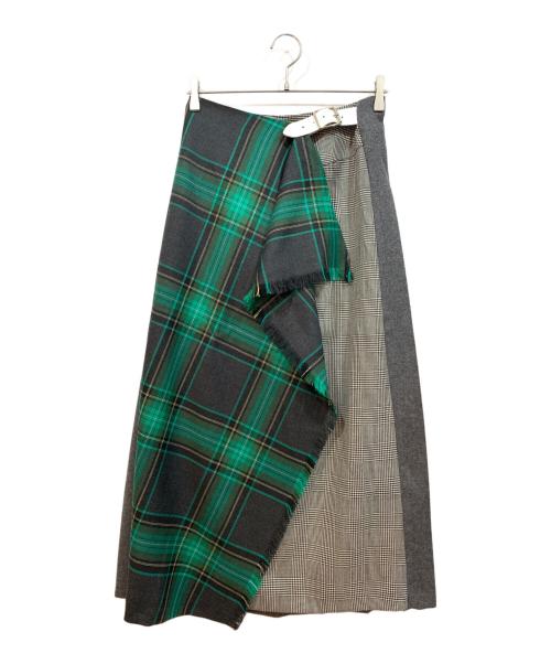 O'NEIL OF DUBLIN（オニールオブダブリン）O'NEIL OF DUBLIN (オニールオブダブリン) ラップスカート グリーン×グレー サイズ:US8の古着・服飾アイテム