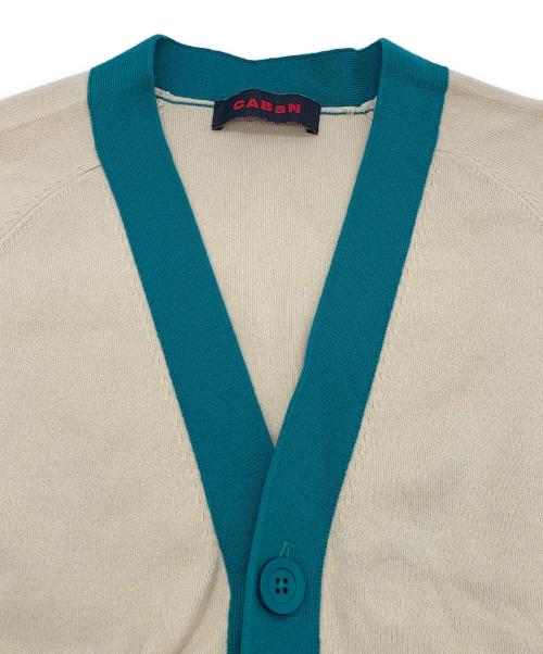 CABAN（キャバン）CABAN (キャバン) 厚手カーディガン グリーン×ベージュ サイズ:Mの古着・服飾アイテム