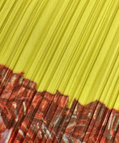 PLEATS PLEASE（プリーツプリーズ）PLEATS PLEASE (プリーツプリーズ) プリーツカットソー グレー×イエロー サイズ:3の古着・服飾アイテム