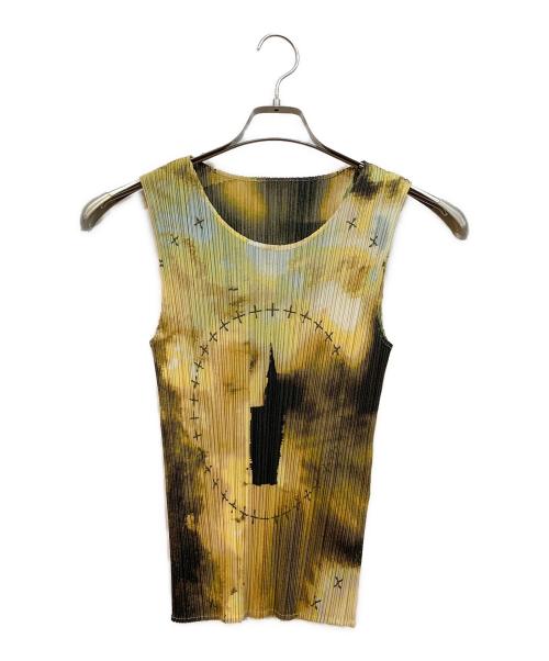 PLEATS PLEASE（プリーツプリーズ）PLEATS PLEASE (プリーツプリーズ) プリーツノースリーブカットソー イエロー サイズ:3の古着・服飾アイテム