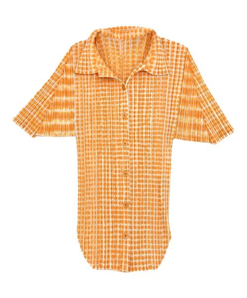 PLEATS PLEASE（プリーツプリーズ）PLEATS PLEASE (プリーツプリーズ) プリーツシャツ イエロー×オレンジ サイズ:4の古着・服飾アイテム