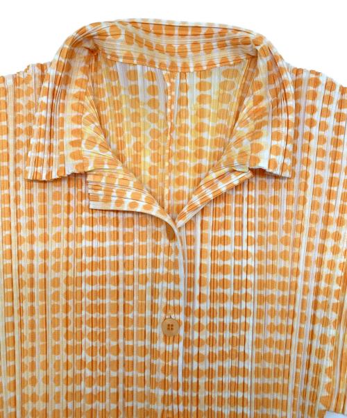 PLEATS PLEASE（プリーツプリーズ）PLEATS PLEASE (プリーツプリーズ) プリーツシャツ イエロー×オレンジ サイズ:4の古着・服飾アイテム