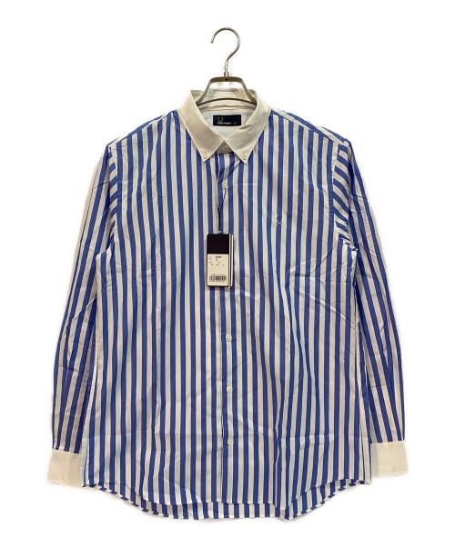 FRED PERRY（フレッドペリー）FRED PERRY (フレッドペリー) 長袖シャツ ホワイト×ブルー サイズ:Lの古着・服飾アイテム