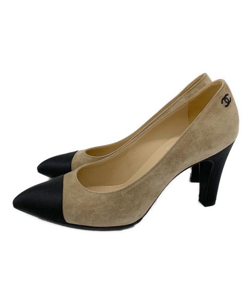 CHANEL（シャネル）CHANEL (シャネル) ヒールパンプス ベージュ×ブラック サイズ:36Cの古着・服飾アイテム