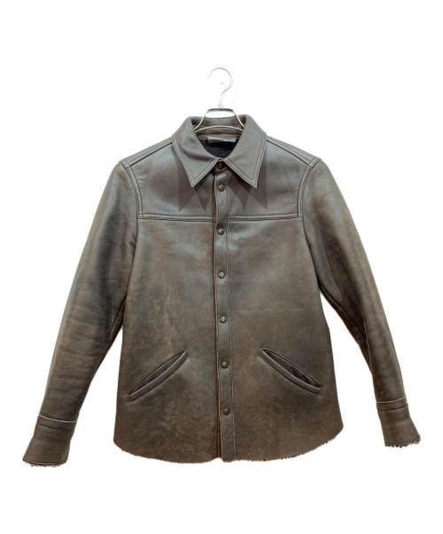 PRADA（プラダ）PRADA (プラダ) 裏ボアムレザージャケット ブラウン サイズ:48の古着・服飾アイテム