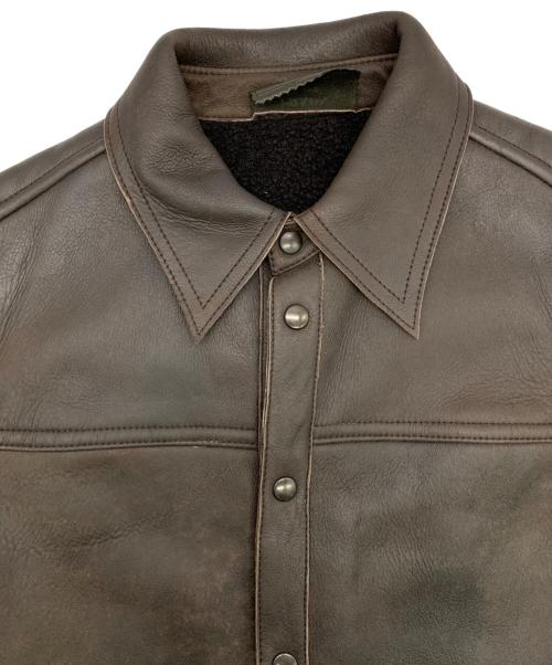 PRADA（プラダ）PRADA (プラダ) 裏ボアムレザージャケット ブラウン サイズ:48の古着・服飾アイテム