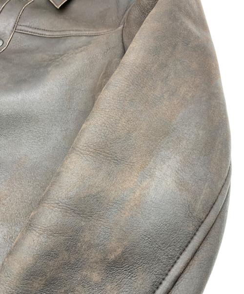 PRADA（プラダ）PRADA (プラダ) 裏ボアムレザージャケット ブラウン サイズ:48の古着・服飾アイテム