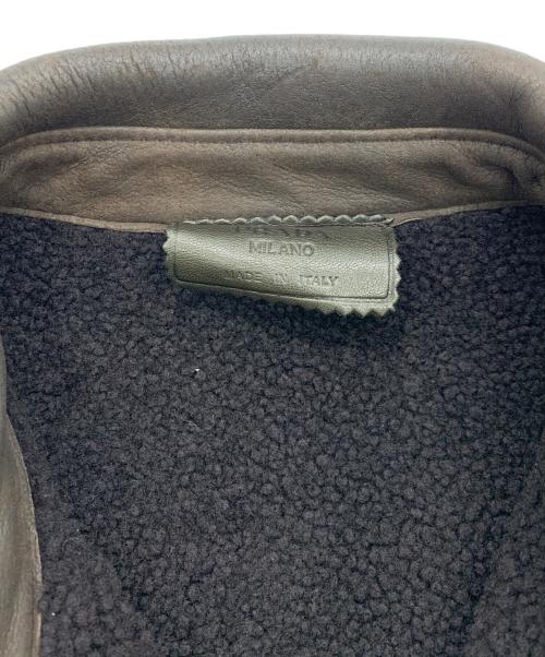 PRADA（プラダ）PRADA (プラダ) 裏ボアムレザージャケット ブラウン サイズ:48の古着・服飾アイテム