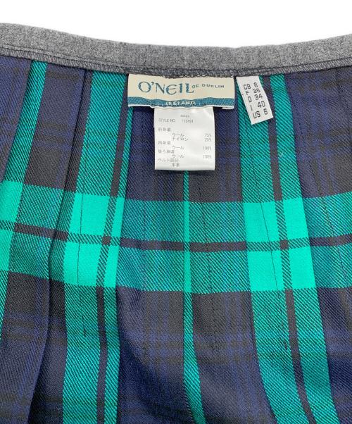 O’NEIL OF DUBLIN（オニールオブダブリン）O’NEIL OF DUBLIN (オニールオブダブリン) マキシ丈マルチコンビ キルトスカート ネイビー×グリーン サイズ:US6の古着・服飾アイテム