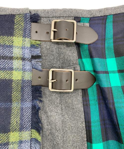 O’NEIL OF DUBLIN（オニールオブダブリン）O’NEIL OF DUBLIN (オニールオブダブリン) マキシ丈マルチコンビ キルトスカート ネイビー×グリーン サイズ:US6の古着・服飾アイテム