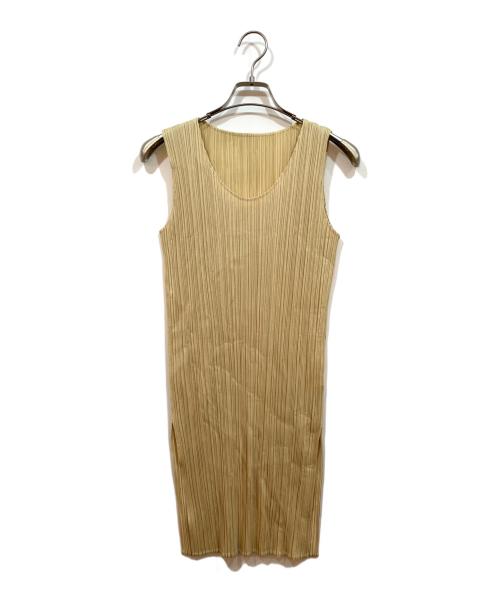 PLEATS PLEASE（プリーツプリーズ）PLEATS PLEASE (プリーツプリーズ) ノースリーブワンピース ベージュ サイズ:3の古着・服飾アイテム