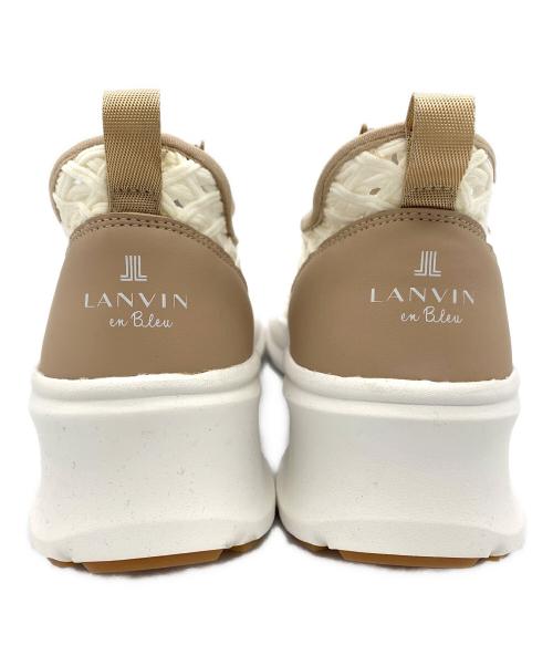 LANVIN en Bleu（ランバンオンブルー）LANVIN en Bleu (ランバンオンブルー) トラックソールメッシュスリッポンスニーカー ホワイト×ベージュ サイズ:23の古着・服飾アイテム
