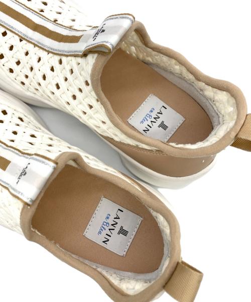 LANVIN en Bleu（ランバンオンブルー）LANVIN en Bleu (ランバンオンブルー) トラックソールメッシュスリッポンスニーカー ホワイト×ベージュ サイズ:23の古着・服飾アイテム